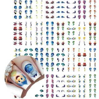 Divertida Mente 80 Adesivos de Unhas Desenho Animado Filme Divertidamente 2 Película Pré Pronto
