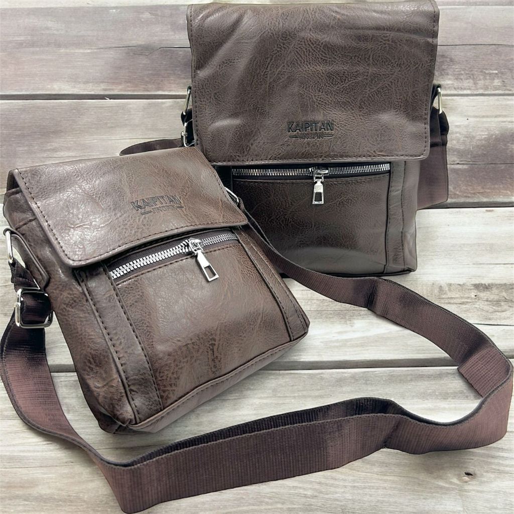 Kit Bolsa Tiracolo Couro Masculina