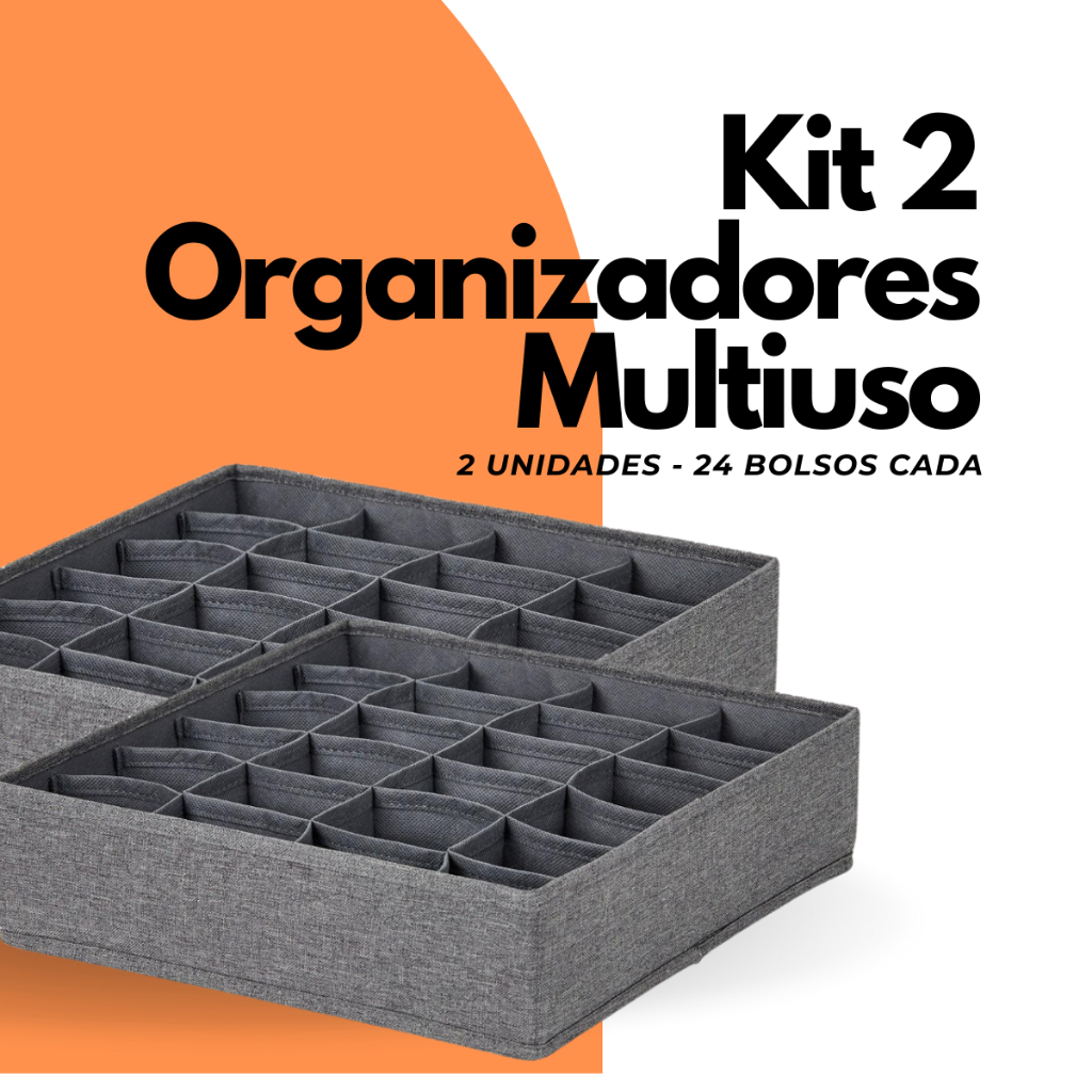 Kit 2 Organizadores Gavetas para Guarda Roupas 24 Divisórias Colmeia Organizadora Peças Intimas Meias Armários