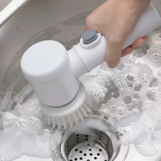 Escova Eletrica de Limpeza 5 em 1 Sem Fio Limpador Multiuso Pratico Para Cozinha E Banheiro Prático