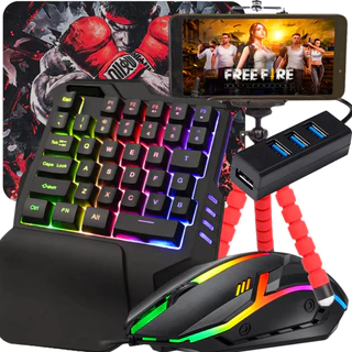 Kit Mobilador Teclado One Hand Gamer Rgb + Pad Speed Estampado + Mouse Optico 1600dpi em Oferta na Shopee