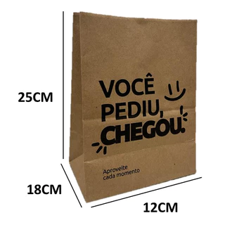 Saco Para Delivery Kraft SOS PP 25x18x12 C/50Unid Embalagem Hamburguer Restaurante Lanchonete