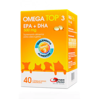 Suplemento Alimentar Ômega Top 3 500 mg para Cães e Gatos