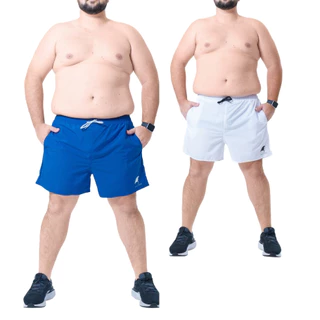 Kit 2 Shorts Masculino com Elastano Plus Size Academia Esporte Treino Bermuda Praia Básico Liso
