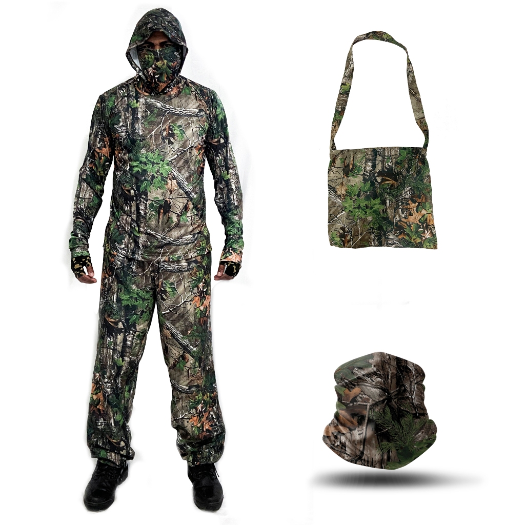 Roupa camuflada + bornal e bandana | Shopee Brasil