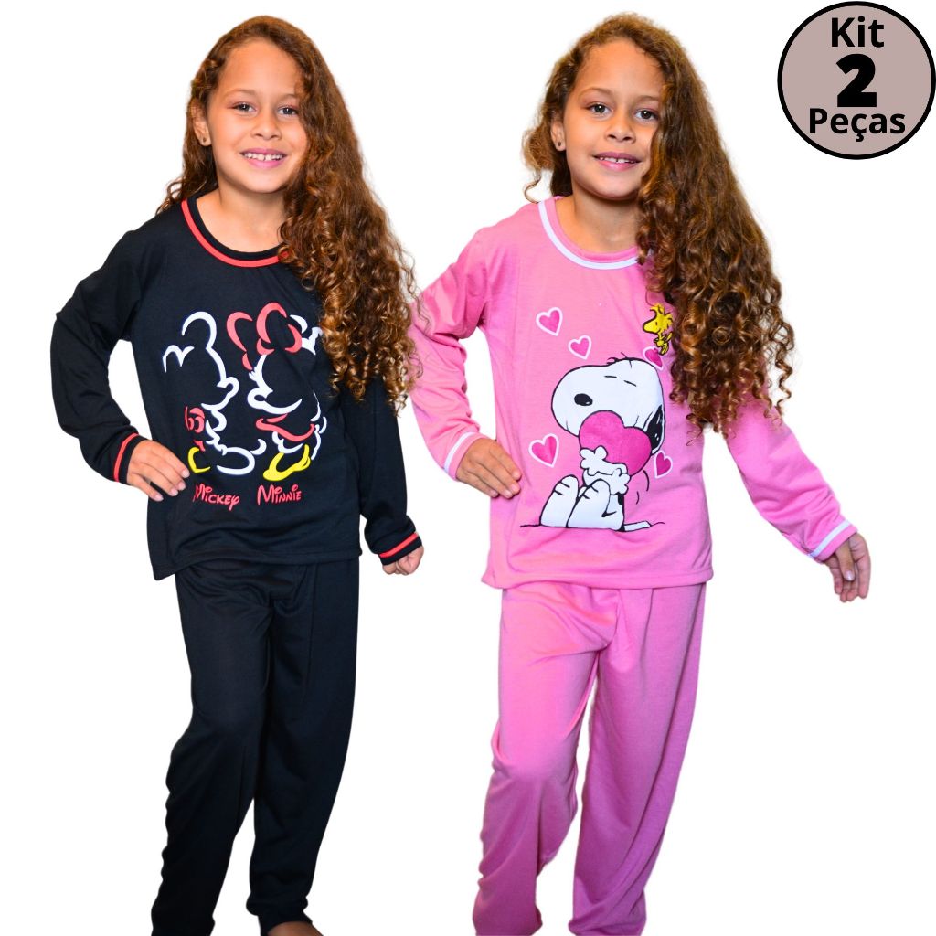 Kit com 2 Pijamas Infantil Longo bem quentinho Inverno malha de Qualidade