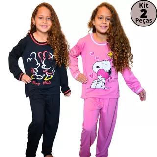 Kit com 2 Pijamas Infantil Longo bem quentinho Inverno malha de Qualidade