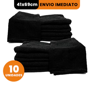 Pano De Prato Preto Grande 41 x 69cm Atacado Liso Copa Cozinha Premium Kit 10 Unidades Com Bainha