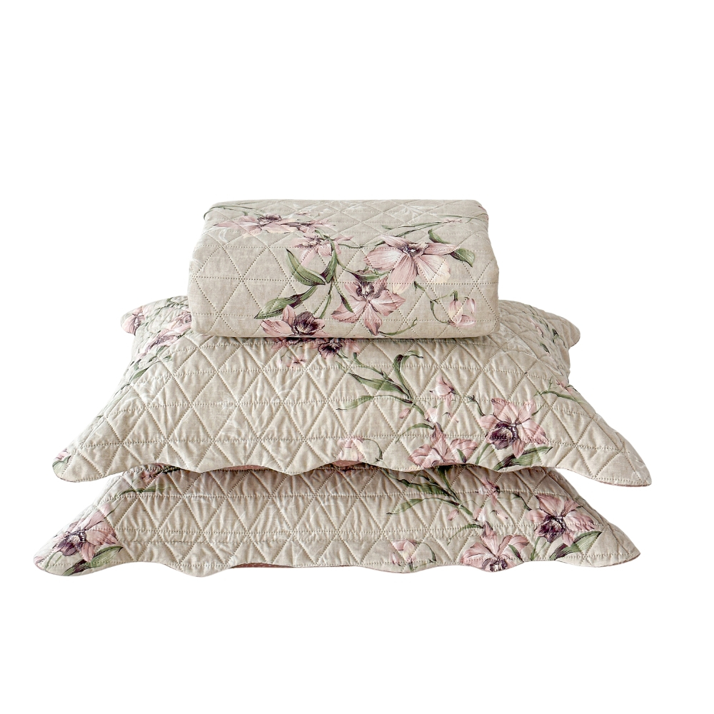 Kit Cobre Leito Colcha Queen 3Pç Dupla Face 150 Fios Itália