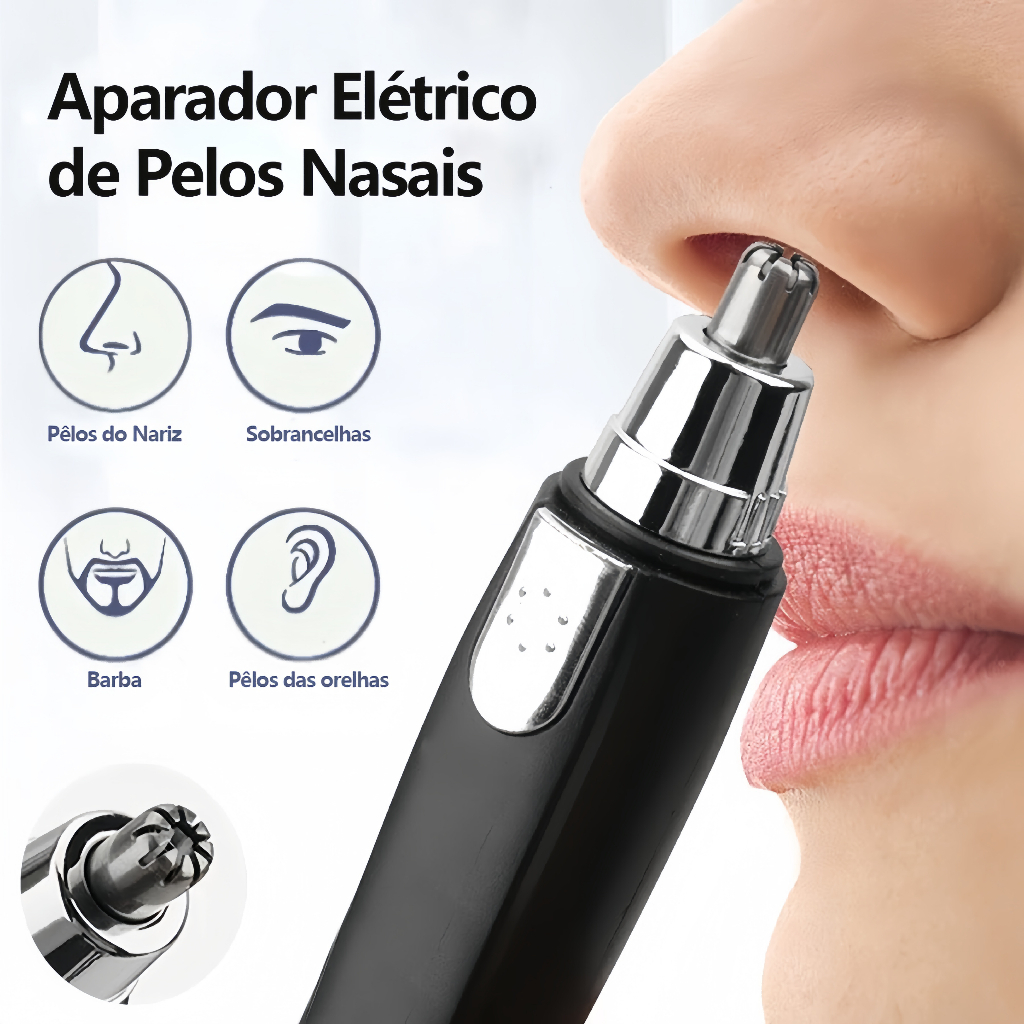 Aparador Removedor de Pelos Elétrico/Portátil para Nariz/Orelha/Rosto / Depilador Facial