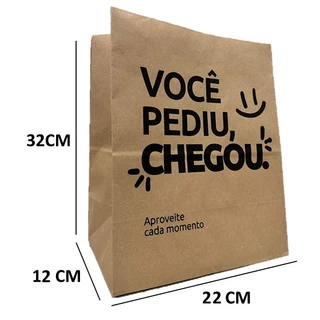 Saco Para Delivery Kraft SOS M 32x22x12 C/50Unid Embalagem Hamburguer Restaurante Lanchonete