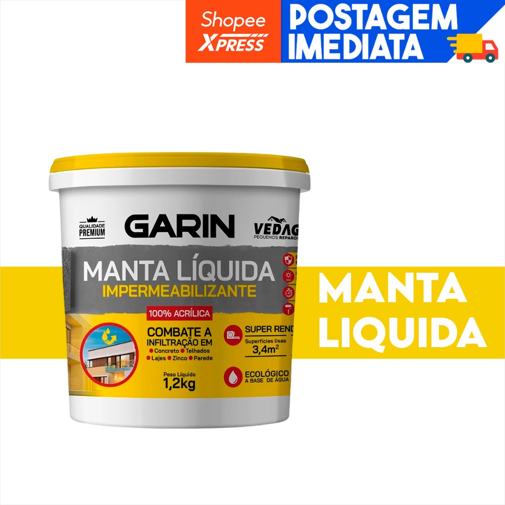 Manta Liquida Combate A Infiltração Lajes E Telhados 1,2kg | GARIN ...