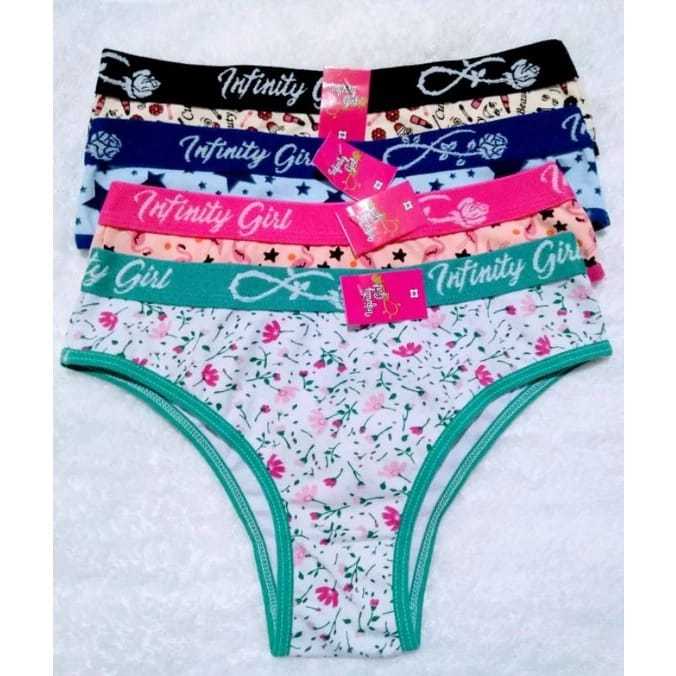 Kit 10 calcinha de algodão cotton tanga conforto cós largo feminina