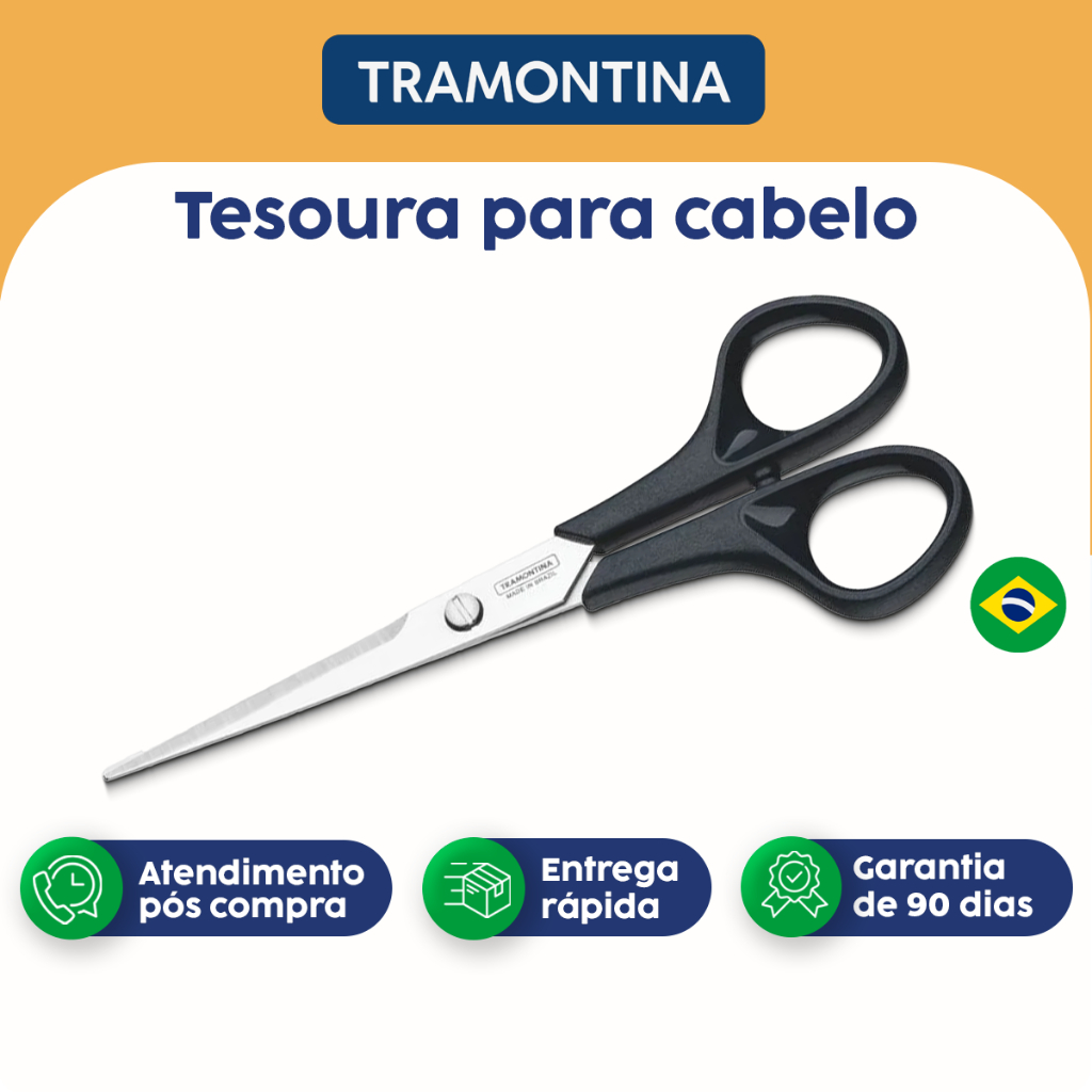 Tesoura Para Cabelo Supercort 6 Onix Tramontina Lamina De Aço inox e ...