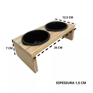 Comedouro Cachorro Gato Pet Elevado 26x12,5x7cm com 2 tigelas em Plástico - Raça Pequenos Portes