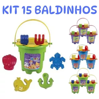 kit 15 Balde de praia brinquedos de areia menina e menino Festa e Lembrancinha Aniversário
