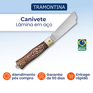 Canivete Tramontina Cabo ABS 3" Lamina De Aço Inox Fio Liso Clássico Resistente e Durável 26301003