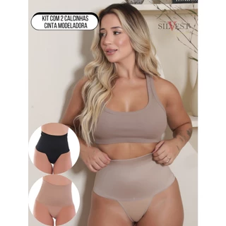 Kit 2 Calcinhas Cinta Modeladora Afina Cintura Compressão em Oferta na Shopee