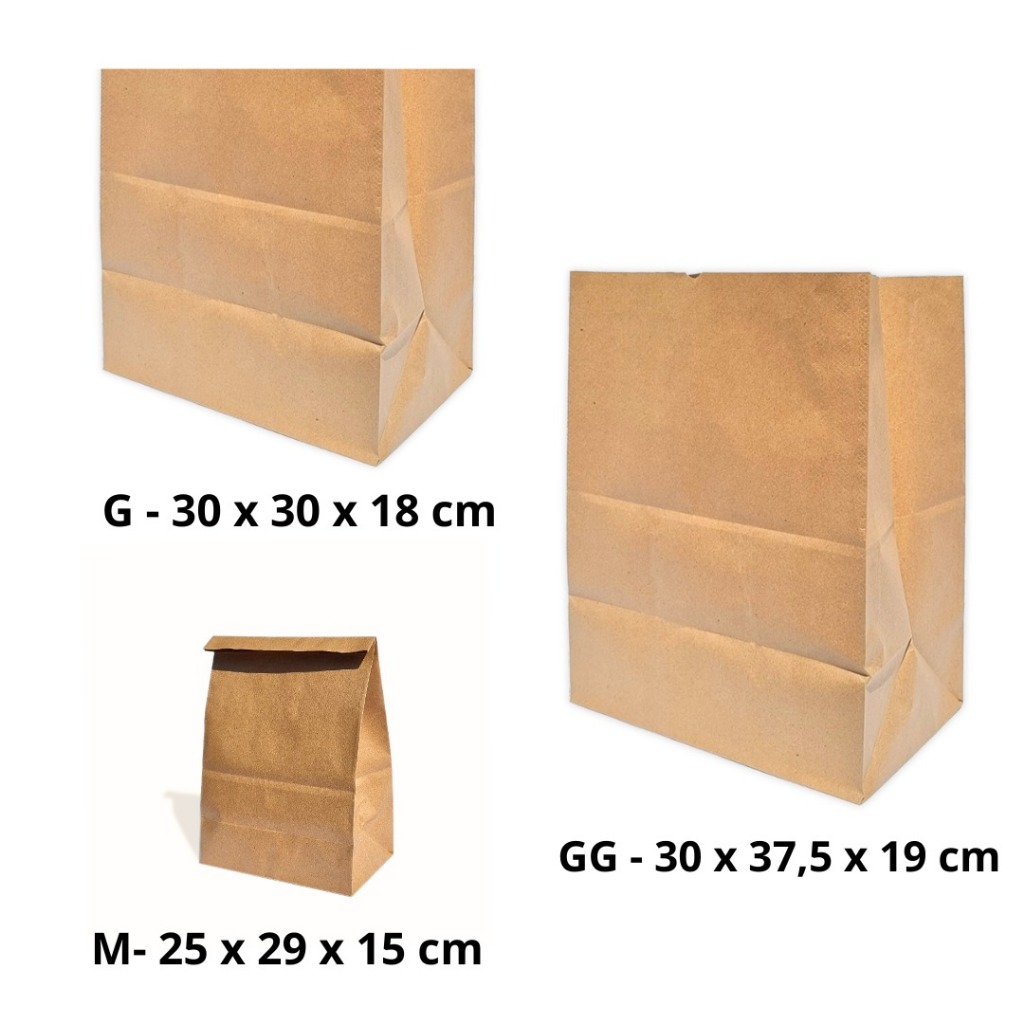 Sacos de Papel Saco Kraft Mix Várias Medidas - 100 Unidades