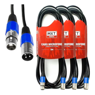 3 Cabos Microfone Xlr Canon Macho E Fêmea Balanceado 5 Mts envio imediato