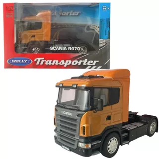 Miniatura Caminhão Scania R470 Toco Laranja Coleção Escala 1:32