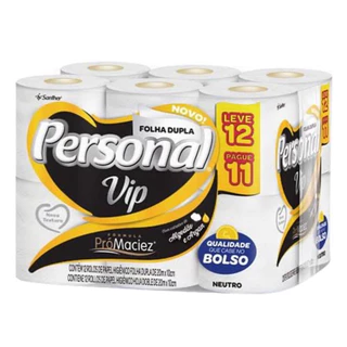 Kit 2 pacotes de papel higiênico personal vip c/12 rolos cada