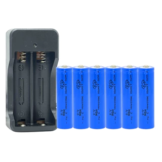 Kit Carregador Duplo Portátil + 6 unidade bateria 18650 9900mah 3,7a 4,2v Lanterna Tática