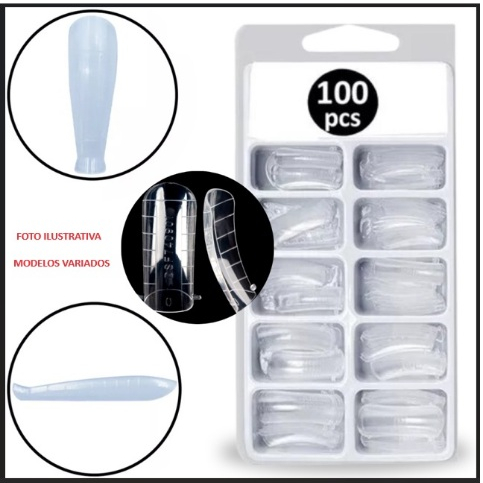 Kit 100 Moldes F1 Transparente Para Unhas Reutilizáveis Bailarina, e Curvatura c - Envio Imediato