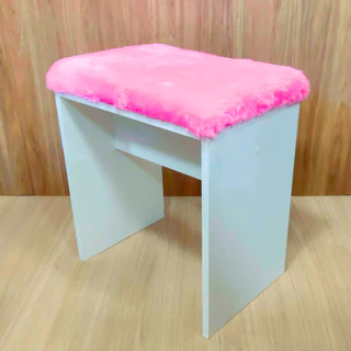 Banco Peluciado Rosa e Lilás para Penteadeira e Escrivaninha em MDF