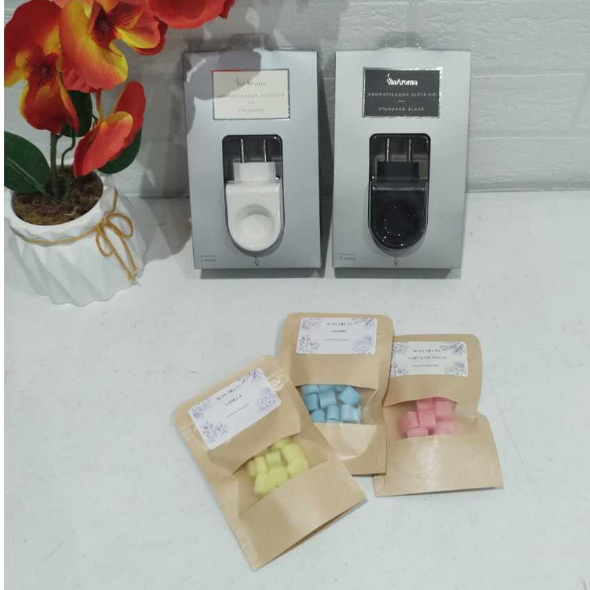 Kit Aromatizador - 3 kits Pastilhas Wax Melts e 1 Difusor Elétrico Bivolt - escolha seu preferido