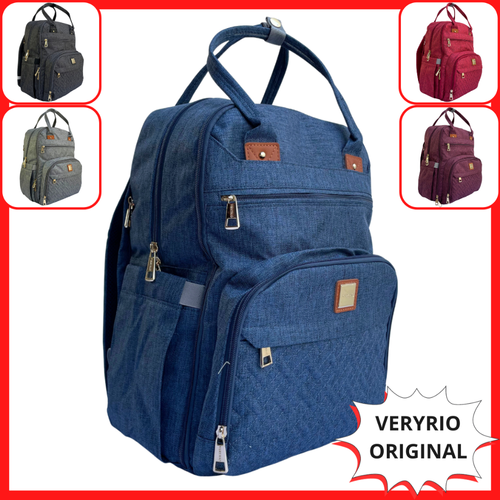 Mochila Bolsa Maternidade Menina Menino Bebê Veryrio Original Premium Alto Padrão Luxo com Trocador