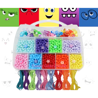 Kit Miçanga Infantil Divertida mente + 1800 Peças+ 9 Fios de Cetim colorido + Fio Silicone