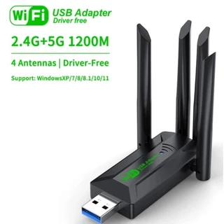 Adaptador wi-fi USB Dual Band, 1200Mbps, 2.4G, 5Ghz, Dongle WiFi, 4 Antenas, 802.11AC, USB 3.0, Receptor de Cartão Sem Fio de Alta Velocidade, PC,