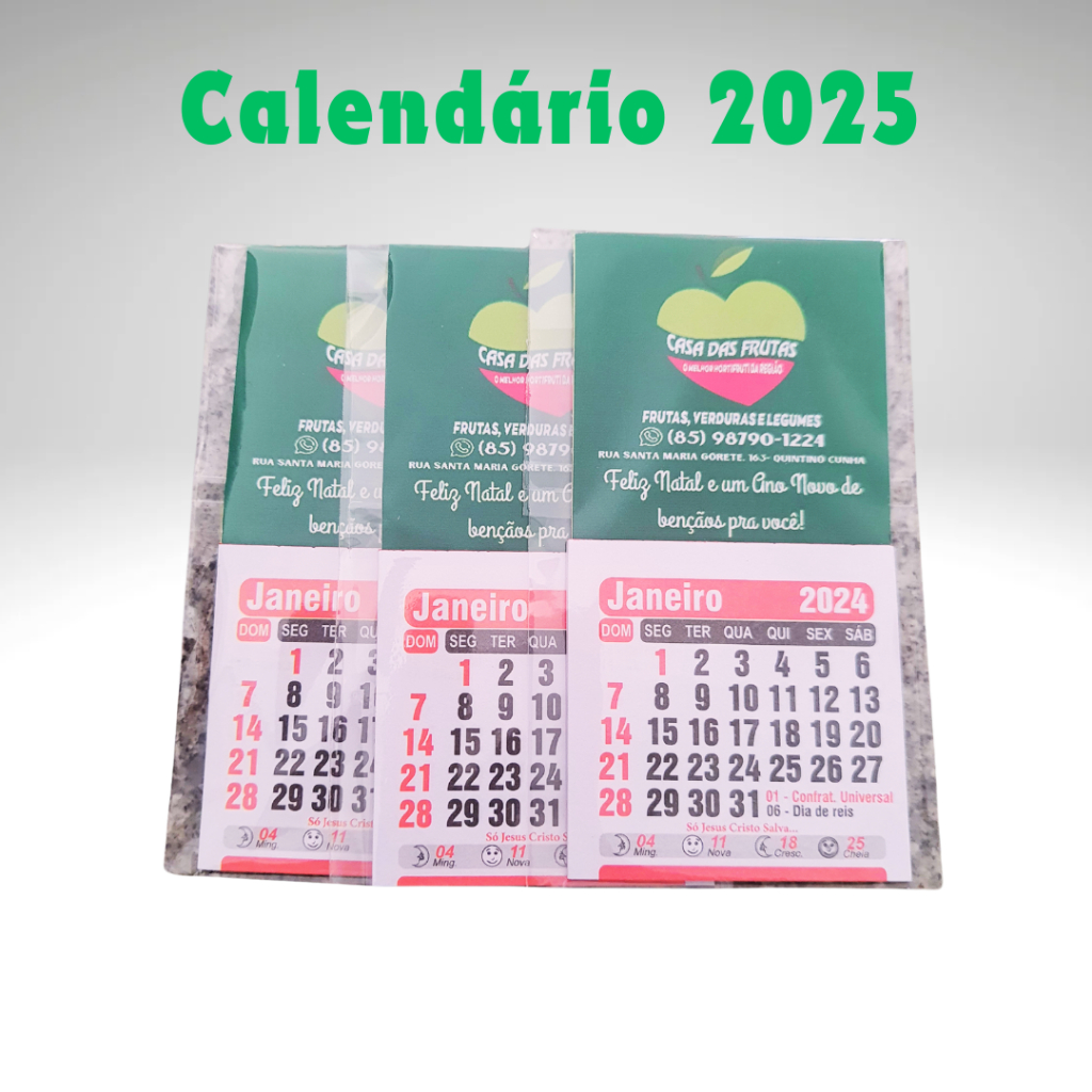 50/100/150/200 Mini calendários com imã + Saquinhos