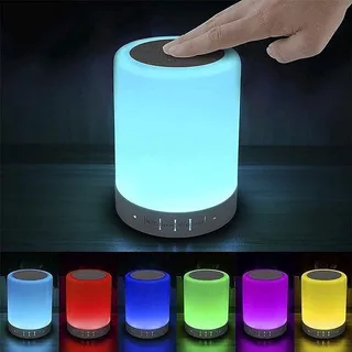 Caixa De Som Bluetooth Com Led Luminária Portátil Multicores, cor branco Som do alto-falante com luz do sensor