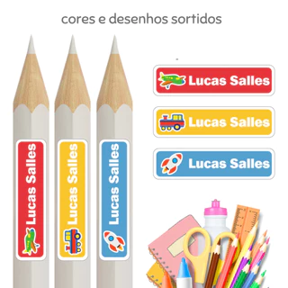 60 Un. I Etiqueta Escolar Adesivo Vinil Prova d´Água para Materiais Escolares, Mamadeiras Mod.15