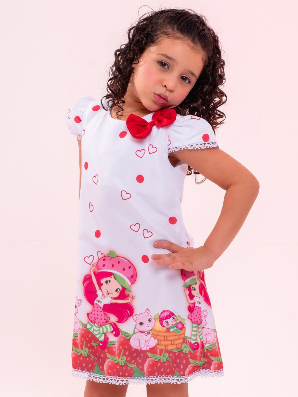 vestido temático infantil da moranguinho, festa criança menina ...