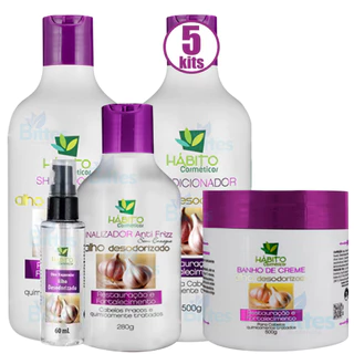 5 Kit Hábito Cosméticos Alho Desodorizado Restauração Fortalecimento COM ÓLEO