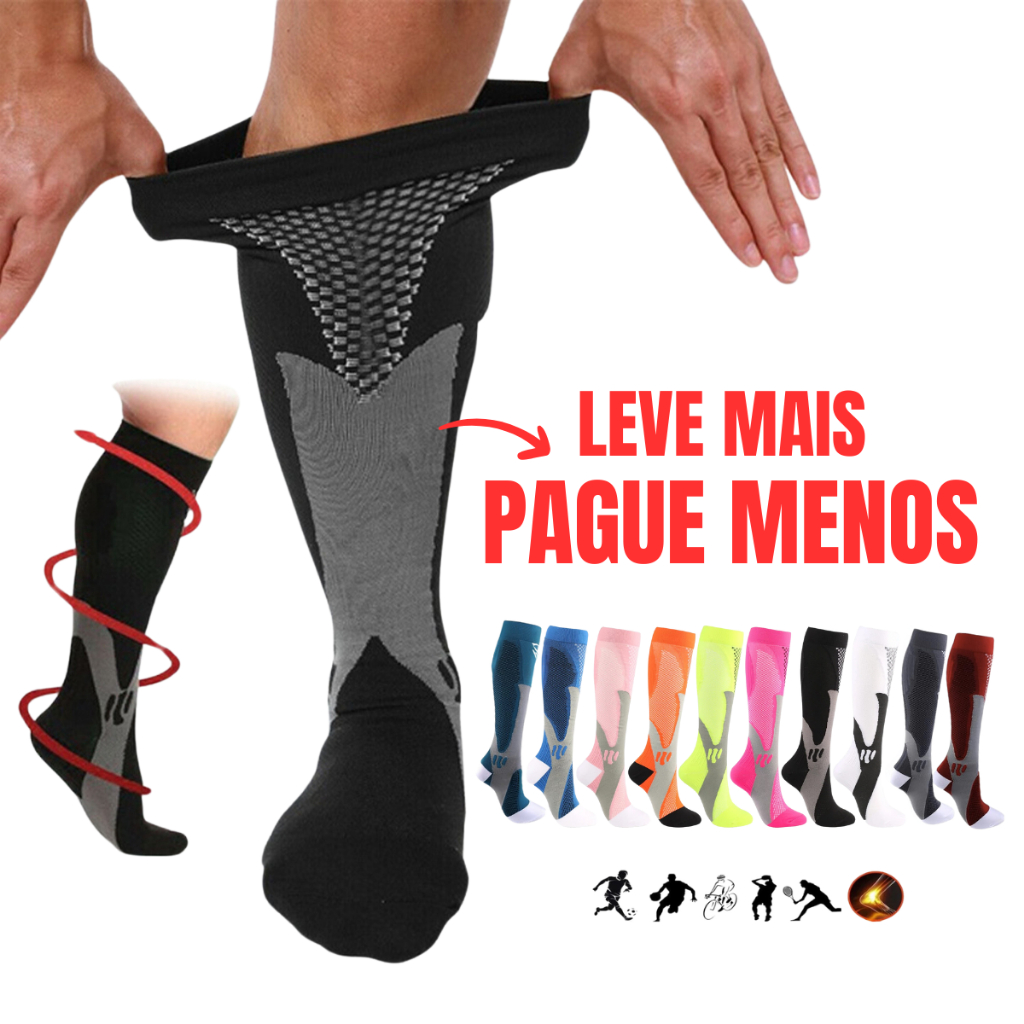 Meia de Alta Compressão Profissional Estimula Circulação Corrida Ciclismo Varizes 36 ao 43
