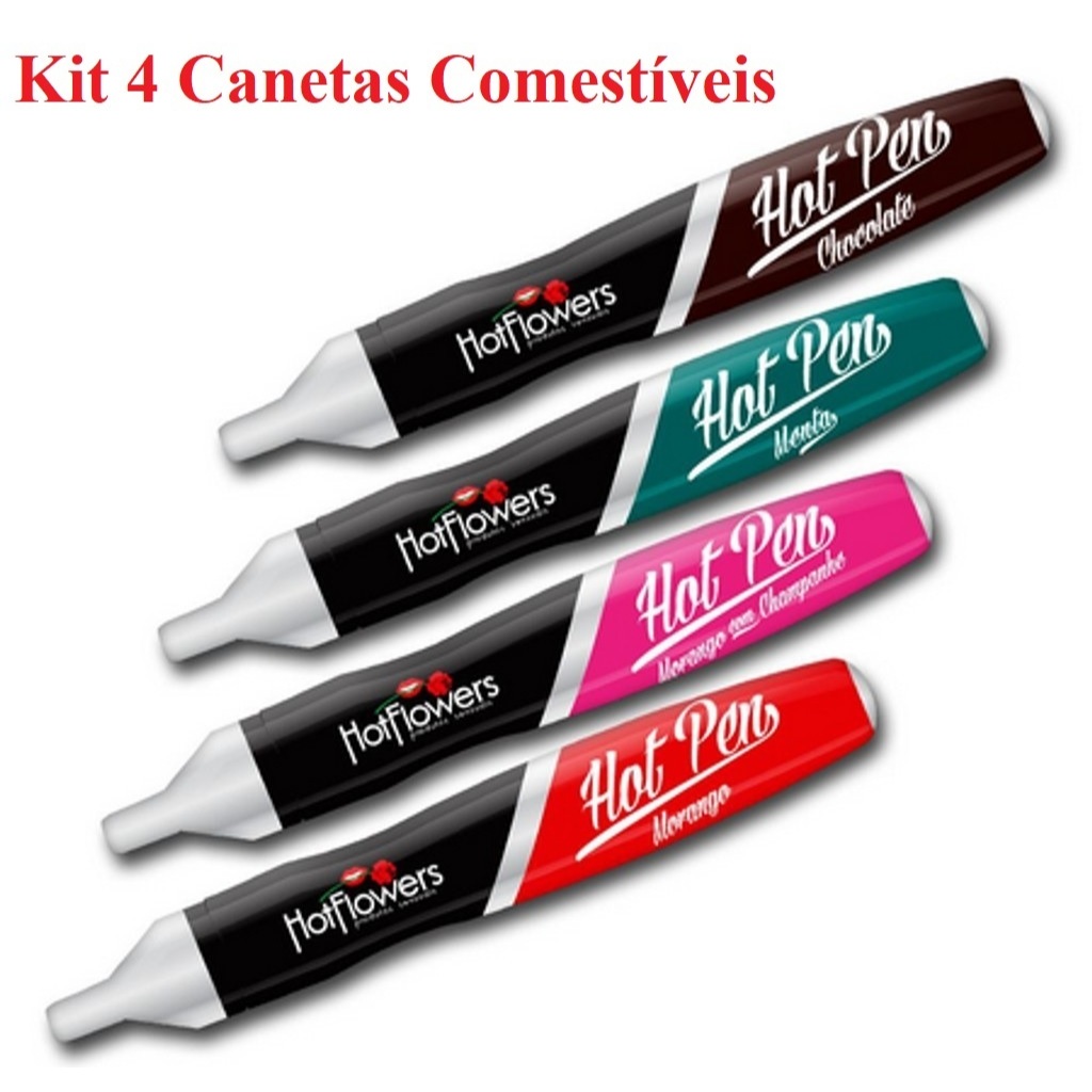 Kit 4 Caneta Comestível Hot Pen 35g Sexo Oral - HotFlowers | Shopee Brasil