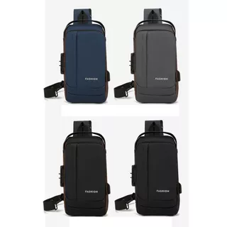 Mochila de Ombro Transversal Compacta Unilateral USB Trava de Código Á prova d'água