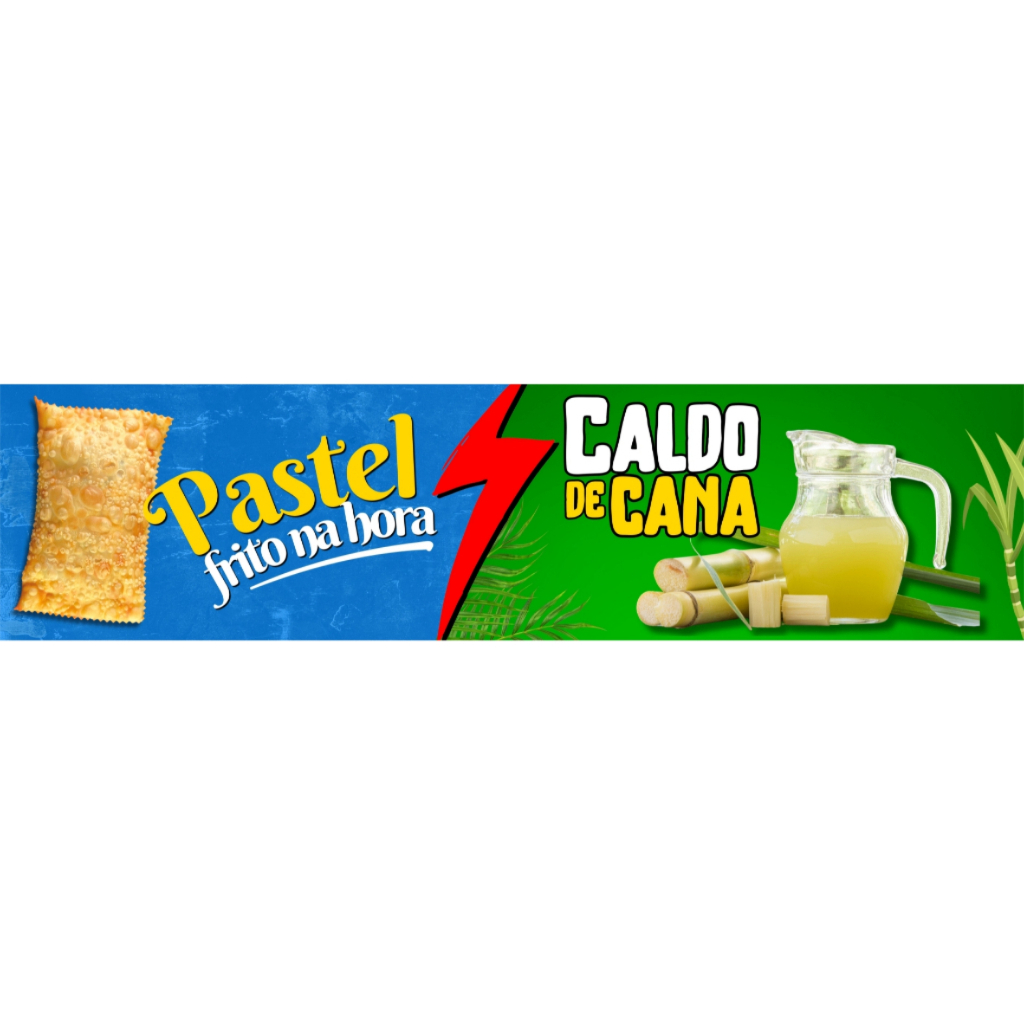 Faixa Lona Pastel Caldo Cana Propaganda 2,00 mt x 50 cm altura