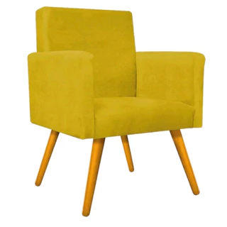 Poltrona Decorativa Para Sala de Estar Nina em Suede Premium