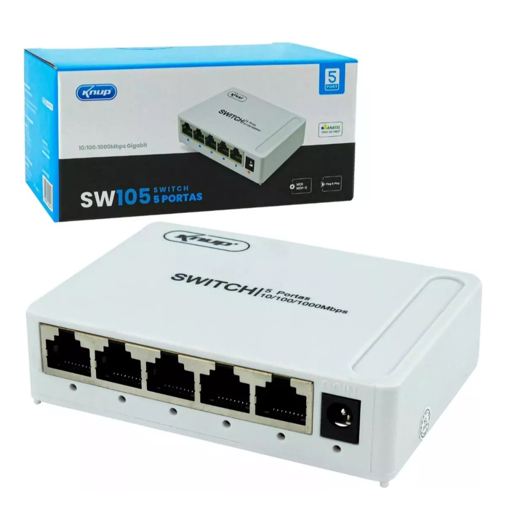 Hub Switch 5 Portas Rj45 Gigabit Rede 10/100/1000mbps SW105 | Shopee Brasil