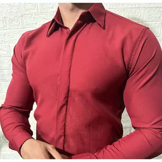 Camisa Social Masculina Manga Longa Lisa NÃO AMASSA Slim Fit