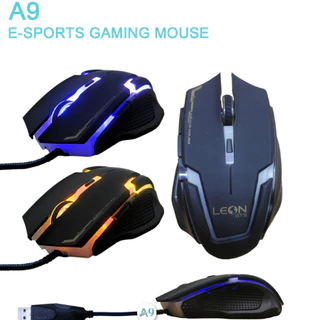 Mouse Gamer 6 Botões, 3600 DPI, Mecânico, Ergonômico, USB, RBG, A9 LEON GTS Preto
