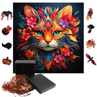 Quebra Cabeça De Madeira 3d A4 A3 Gato Gatinho Peludo Formas De Animais Criativos Educativo Decoração De Casa Jogo Adulto Casal Intelectual