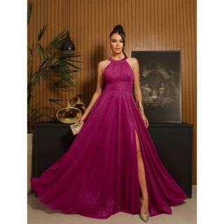 vestido de madrinha festa formatura frente única terracota marinho verde oliva branco preto fucsia verde menta marsala com fenda luxuoso drn