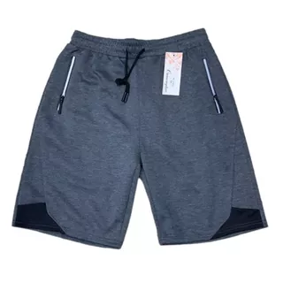 Bermuda Moletom Masculina Com Elastano Bolso Com Zíper Bermuda Para Academia e Casual(H-717)