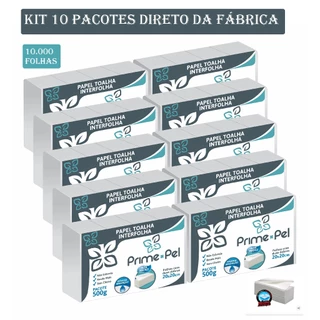 Papel Toalha Interfolha Interfolhado Branco Luxo Banheiro Para Secar As Mãos Kit 10.000 Folhas